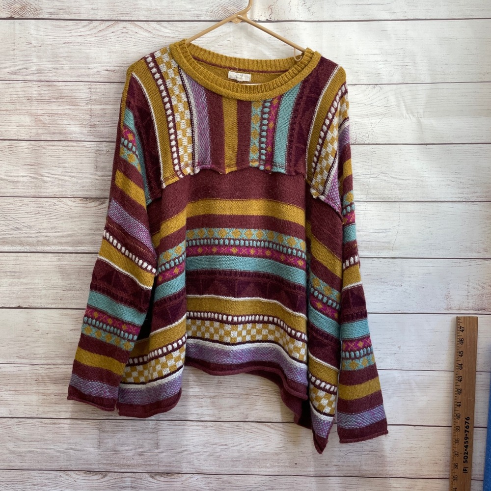 EASEL WOOL BLEND BOHO BOXY OVERSIZED SWEATER